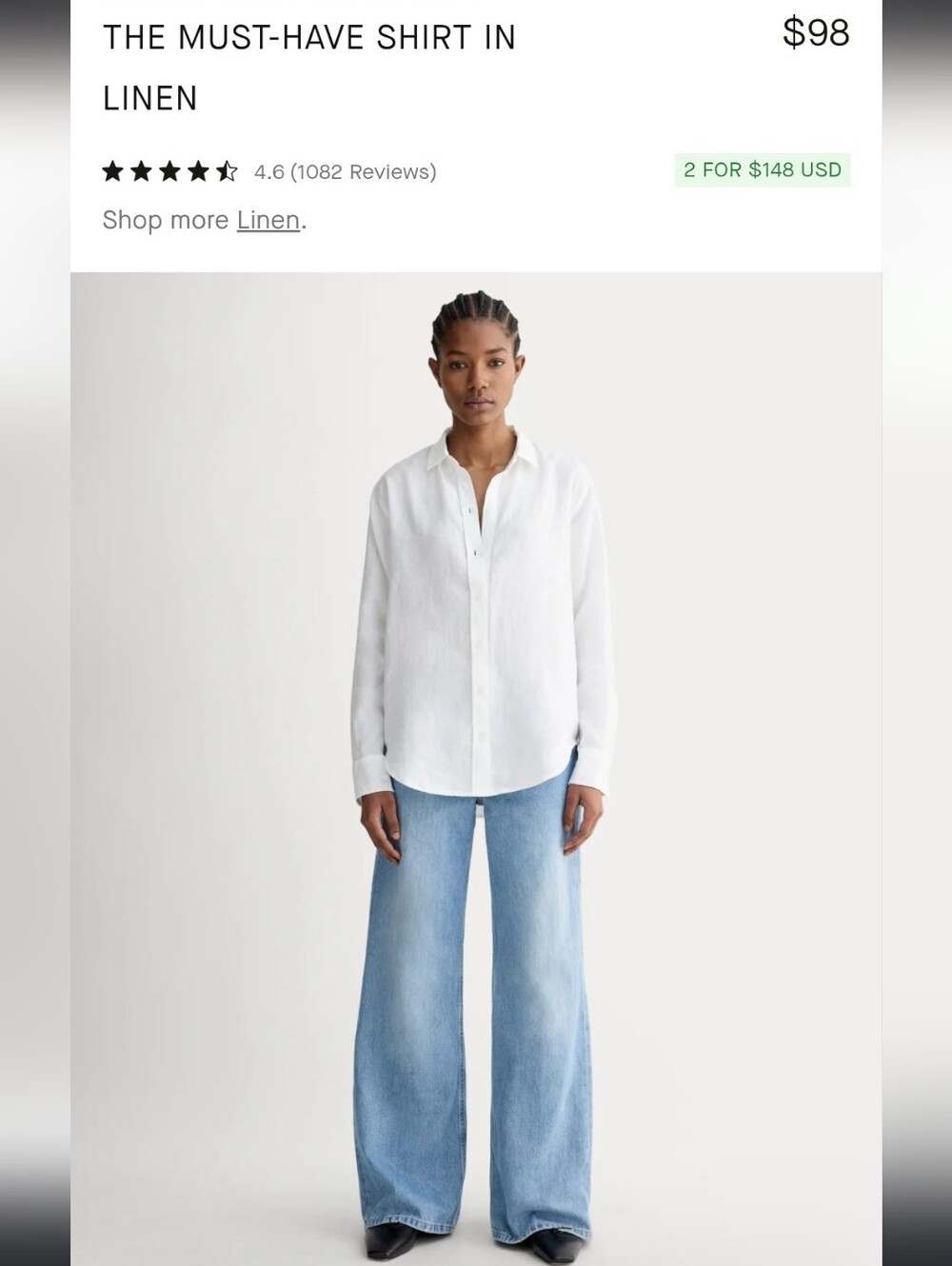 Everlane White Linen Shirt Size 4 - Picture 5 of 6